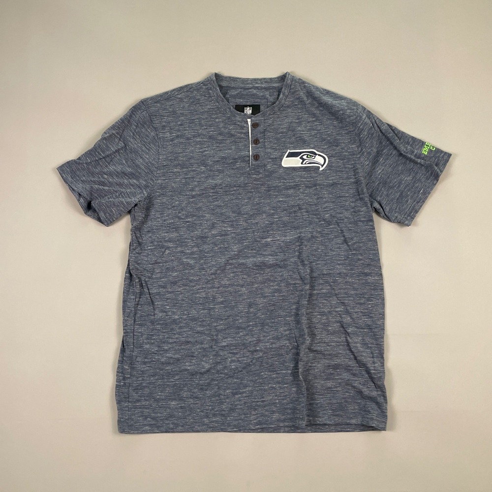 NFL Darius Rucker Seattle Seahawks Henley Shirt Mens SZ L Blue Emerald City Logo